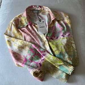 Zara long sleeve pattern blouse new with tags
